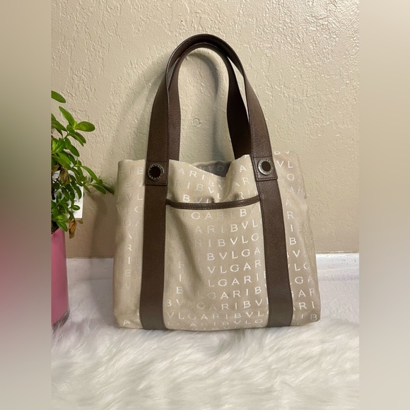 EUC.  BVLGARI Medium Tote Bag in Cream - Picture 1 of 14